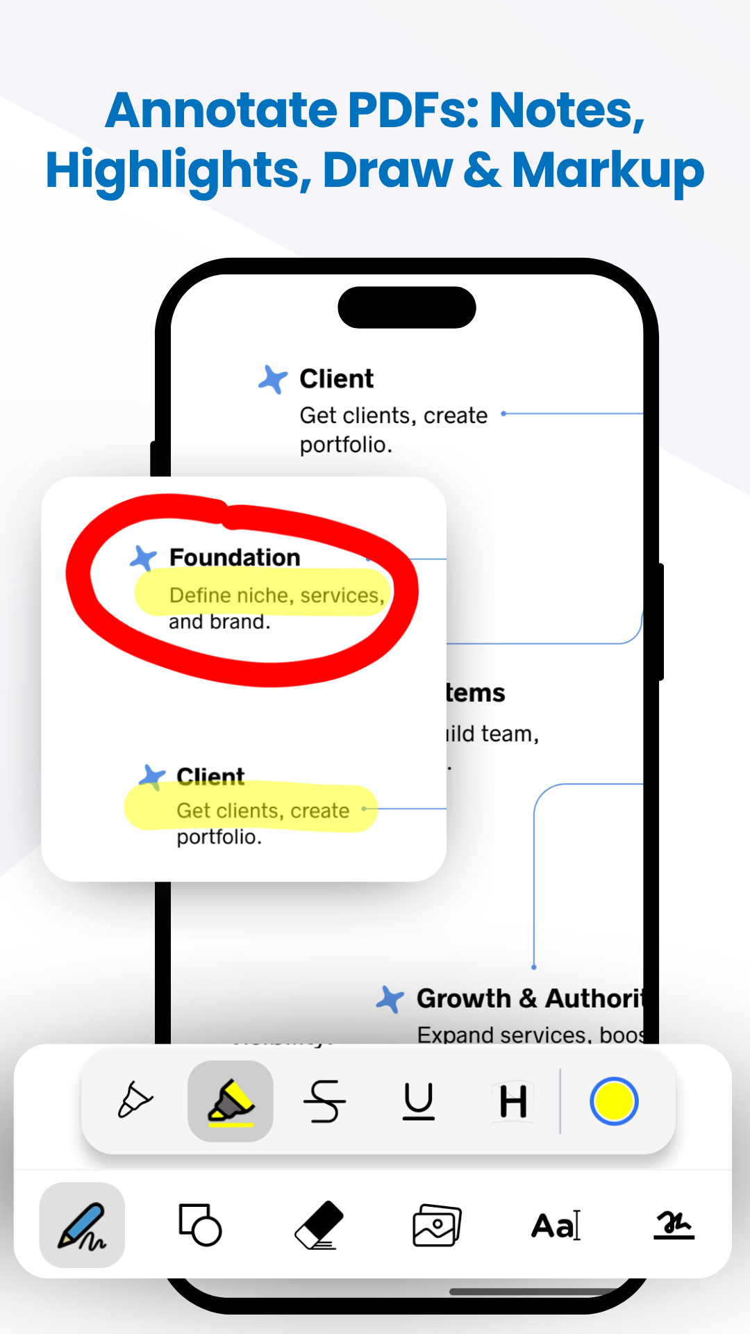Annotate PDFs — notes, highlights, draw & markup