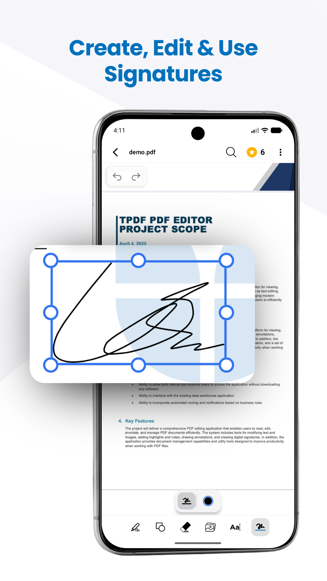 Create, edit & use signatures