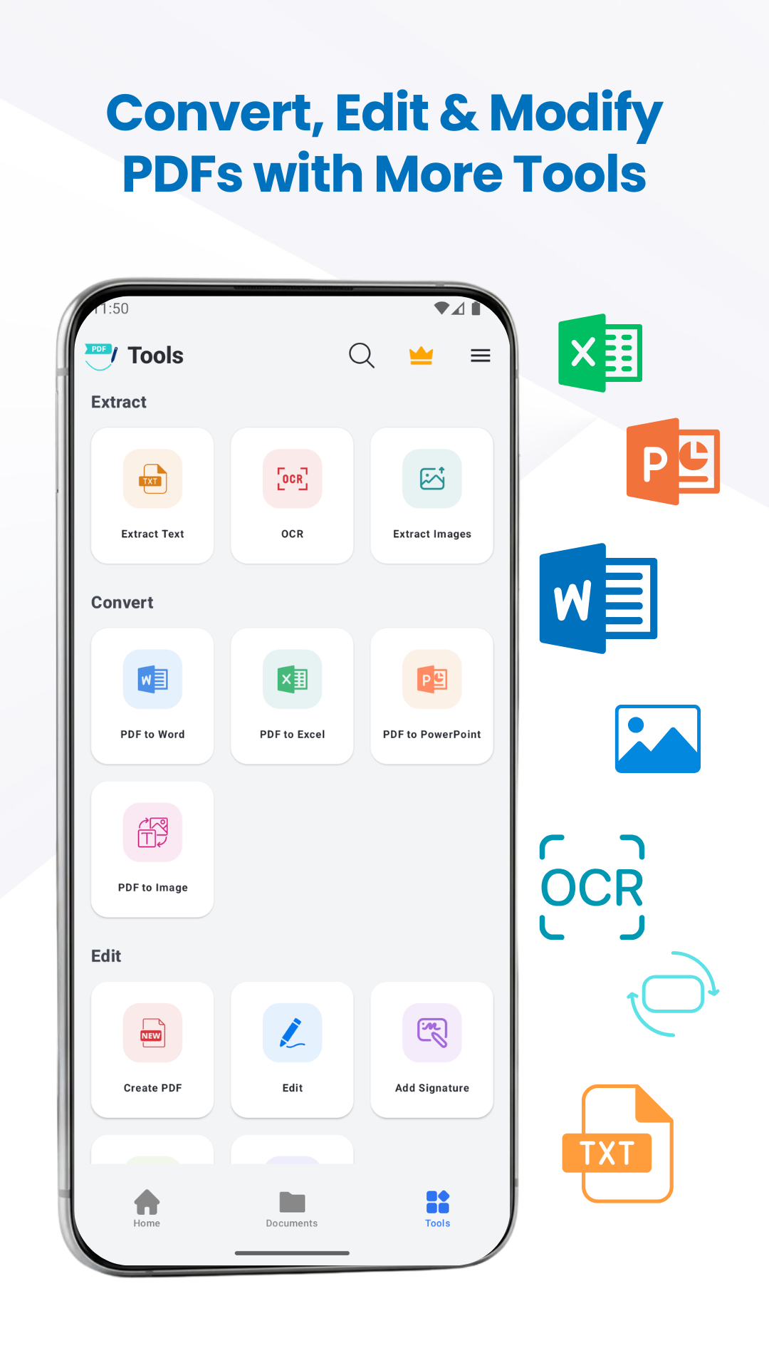 Convert, edit & modify PDFs with more tools
